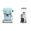 Ascaso Dream ONE, Kid Blue + Eureka Atom Specialty 65, chrome