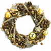 DOMMIO Vianočný veniec prútený so zlatými guľôčkami 24 cm