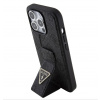 Guess PU Grip Stand 4G Strass Triangle Metal Logo Zadný Kryt pre iPhone 15 Pro Black 14536052