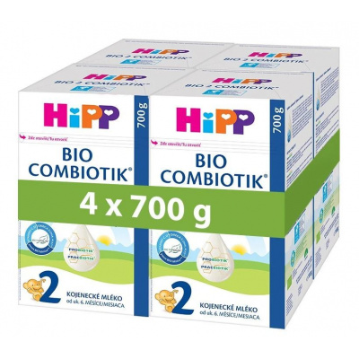 HiPP 2 BIO Combiotik Pokračovanie mliečnych výrobkov Detská výživa 4x700 g