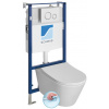 Závesné WC AVVA Rimless s podomietkovou nádržkou a tlačidlom Schwab, biela 100314-SET5