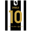 Superfutbal Maketa dresu Juventus Turín, čiena / biela Rozmer: A4, Meno a číslo: Dybala 10