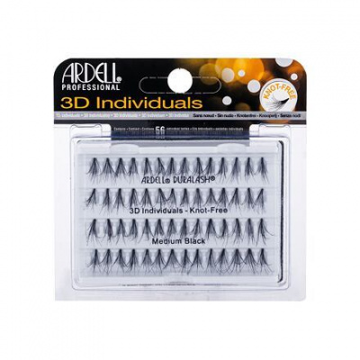 Ardell 3D Individuals Duralash Knot-Free trsové nalepovací řasy bez uzlíku 56 ks odstín Medium Black