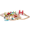BIGJIGS TOYS Bigjigs Rail Dřevěná vláčkodráha s venkovskou cestou 80 dílů
