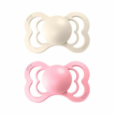 Bibs symetrické cumlíky silikón 2 ks Supreme 6-36 mesiacov Ivory-baby-pink