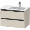 DURAVIT Ketho 2 závesná skrinka pod asymetrické umývadlo (pravé), 2 zásuvky, 810 x 480 x 549 mm, taupe super matná, K25268083830000