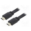 Cable HDMI 2.0,flat HDMI plug,both sides PVC 3m black 30AWG