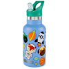 SKIPHOP SKIP HOP Fľaša s nálepkami so slamkovým náustkom nerezová modrá 380 ml, 4r+
