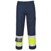 Portwest MV26 HI-VIS MODAFLAME Nehorľavé nohavice XXL, Fluorescenčno žltá-Námornícka modrá