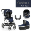 Oyster-BabyStyle OYSTER 3 - Babystyle kombinovaný kočík 4v1 Varianta: RICH NAVY (MIRROR rám)