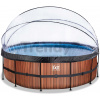 Bazén s krytom pieskovou filtráciou a tepelným čerpadlom Wood pool Exit Toys kruhový oceľová konštrukcia 450*122 cm hnedý od 6 rokov