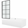 Mexen Cube obdĺžniková vaňa 180 x 80 cm s obkladom a 1-krídlovou sprchovou zástenou 80 cm, čierny vzor - 550518080X9308007077
