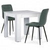 Autronic Jídelní set 1+2, stůl 80x80 cm, bílá MDF, židle zelená látka, černý lak B080WTCT281GRN