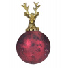Mars & More Červená antik sklenená vianočná guľa s jeleňom Deer - Ø8* 14 cm - Mars & More