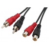 Monacor AC-601 - Predlžovacie káble so stereo konektormi RCA | 2 x RCA zásuvka na 2 x RCA inline konektor | Poniklované kontakty | Dĺžka: 6m