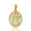 Zlatý prívesok Vygravírovaný Anjel v bielom medajlóne