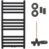 CERANO - Kúpeľňový radiátorový set Fulgidus - ústredné vykurovanie - bočné jednobodové pripojenie - 503W - čierna matná - 880x430 mm