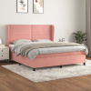 vidaXL Posteľný rám boxsping s matracom ružový 160x200 cm zamat - Ružová - 58006-12969