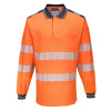 PORTWEST HI-VIS PW3 T184 / Reflexná polokošeľa, dl. rukáv - HV oranžová/námorná modrá M