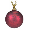 Mars & More Červená antik sklenená vianočná guľa s jeleňom Deer - Ø12* 19 cm - Mars & More