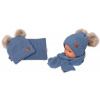 Zimná čiapka s kožušinovými brmbolcami + šál Baby Nellys Star - modrá, 6/24 mesiacov Baby Nellys 8596309381176