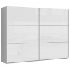 home24 SKRIŇA S POS. DVER. – HOR.VED, biela, biela s vysokým leskom, 269,9/209,7/61,2 cm - Spálňové sety - 000687018604