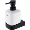 Nimco NIKAU Dávkovač mydla keramický s držiakom, 250 ml, biela/čierny mat NKC 30031K-T-90