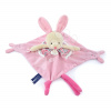 Plyšový zajačik na maznanie a bábkové divadlo Bunny Finger Puppet Doudou et Compagnie ružový 30 cm od 0 mes