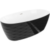 Mexen Olea voľne stojaca vaňa vzor 170 x 80 cm, biela/čierna, prepad nikel kartáčovaný - 52821708075-97