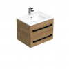 Swiss aqua technologies Koupelnová skříňka s černou úchytkou a umyvadlem SAT Cube Way 60x53x46 cm dub Hickory mat CUBE46C602DHMOD
