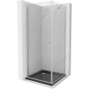 Mexen Pretoria, sprchovací kút 100 (dvere) x 100 (stena) cm, 6mm číre sklo, chrómový profil + čierna sprchová vanička, 852-100-100-01-00-4070
