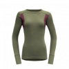 Devold Hiking Woman Shirt lichen/beetroot L; Zelená triko
