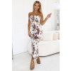 611-1 SAVANNAH strapless fitted dress in brown and white boho pattern biela | hnedá One size numoco basic 5903938291456