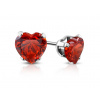 CITY STORM Srdiečkové náušnice z chirurgickej ocele s červeným očkom - Red Kiss + darčeková krabička zadarmo