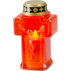 Sviečka MagicHome, kríž, LED, na hrob, červená, 2xAA, 15,3x6,8 cm, (súčasť balenia 2xAA)