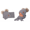 Zimná čiapka s kožušinovými brmbolcami + šál Baby Nellys Star - sivá, 6/24 mesiacov Baby Nellys 8596309381183