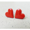 Antialergické napichovacie náušnice tehlové srdiečka - chirurgická oceľ (Handmade tehlové antialergické napichovačky v tvare srdca)