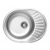 Nerezový drez s odkvapkávačom TWIST 580, okrúhly, do skrinky šírka 45 cm, 580x445x160 mm