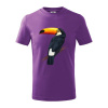 Tukan kreslený - Tričko detské bavlnené - 104-110cm / 3-4 roky ( Fialová )