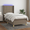 vidaXL Posteľ boxsping s matracom a LED sivohnedá 90x190 cm látka - Šedohnedá - 166518-100888