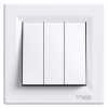 Trojitý vypínač pod omietku s rámom Asfora White