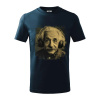 Albert Einstein so slúchadlami - Tričko detské bavlnené - 146 cm/10 rokov ( Tmavomodrá (takmer čierna) )