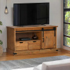 TV skříňka HALDEN s posuvnými dveřmi 110x40x60 cm Masivní dřevo Hnědá 4018409