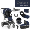 Oyster-BabyStyle OYSTER 3 - Babystyle kombinovaný kočík 8v1 Varianta: RICH NAVY (MIRROR rám)