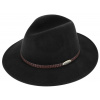 Fiebig - Headwear since 1903 Čierny klobúk fedora plstený s koženým pleteným pásikom - Fiebig Veľkosť: 59 cm (L)