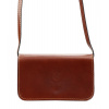 Kožená malá dámska pozdĺžna crossbody kabelka hnedá