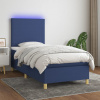 Box spring postel s matrací a LED modrá 80 x 200 cm textil Modrá 3135235