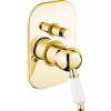 Sapho KIRKÉ WHITE podomietková sprchová batéria, 2 výstupy, biela páčka, zlato KI42BZ