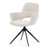 Autronic DCH-D1320 CRM2 Stolička jedálenská, krémová látka, 360 ° vratný mechanizmus, čierny kov
