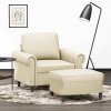 VidaXL Kreslo s podnožkou krémové 60 cm umelá koža - Krémová - 30797-247381